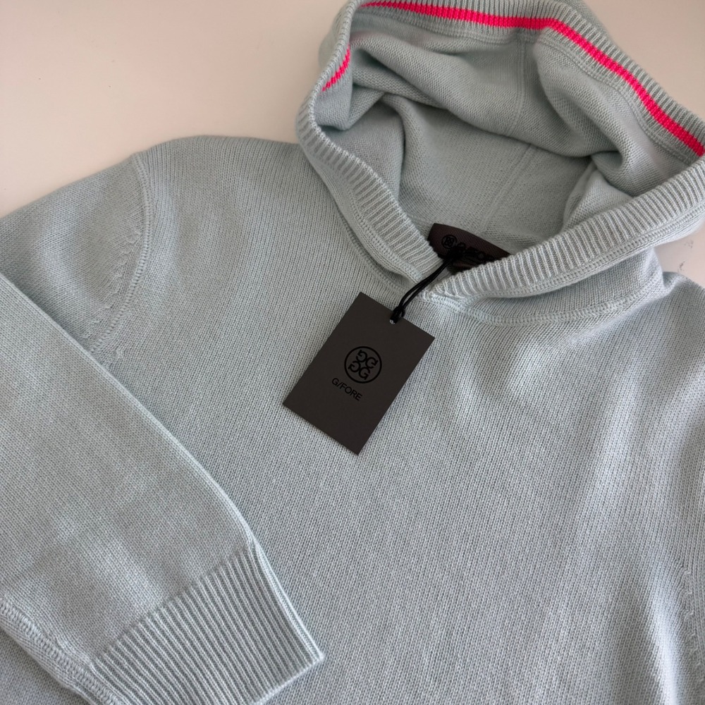 G/Fore Cashmere Hooded Sweater Washable Light Blue Men's Small NWT golf